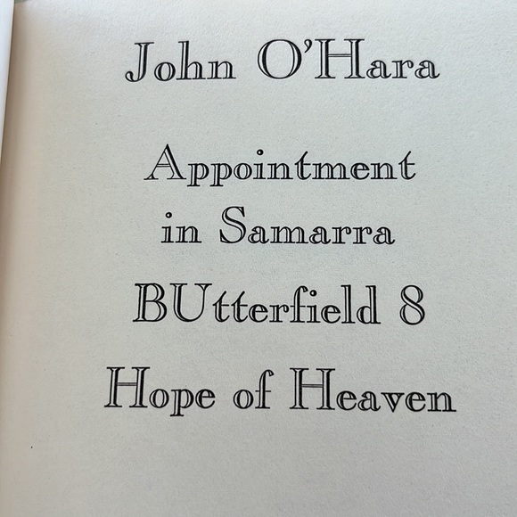 John O’Hara Appointment in Samarra Butterfield 8 Hope Of Heaven Hardcover Book - Picture 2 of 10